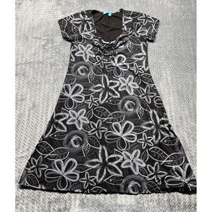 Fresh Produce Dress Size S Rayon Spandex Black Gray Floral‎ Stretch USA